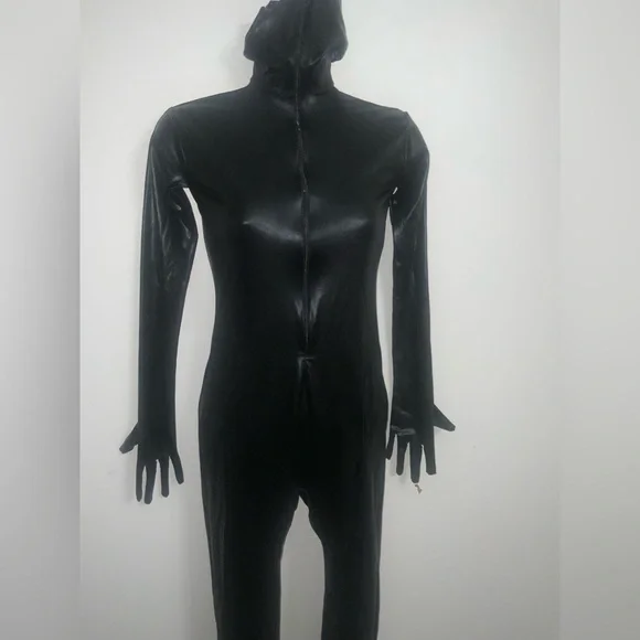 Kinky Black Full-Body Zip-Up Catsuit Sz XS-S - Picture 10 of 16